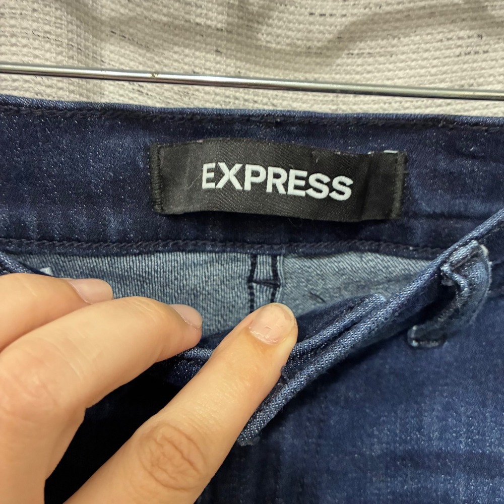 Express Womens High Rise Cropped Legging Jeans Y2K Retro Red Side Stripe Size 0 - Picture 3 of 9